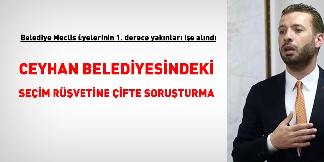Ceyhan Belediyesindeki seçim rüşveti için çifte soruşturma başlatıldı
