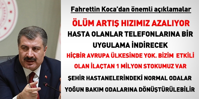 Fahrettin Koca: Hasta olanlar telefonlarına bir uygulama indirecek