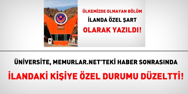 Üniversite, ilandaki kişiye özel durumu düzeltti!