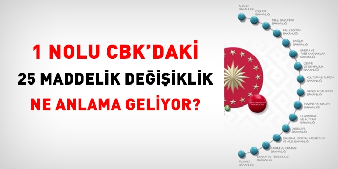 1 nolu CBK'daki, 25 maddelik değişiklik ne anlama geliyor?