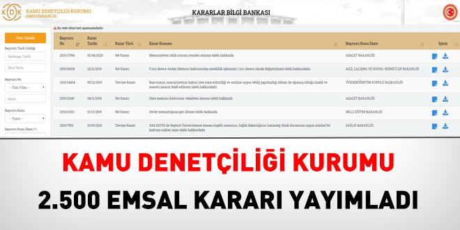 Kamu Denetçiliği Kurumu, 2 bin 500 emsal kararı yayımladı