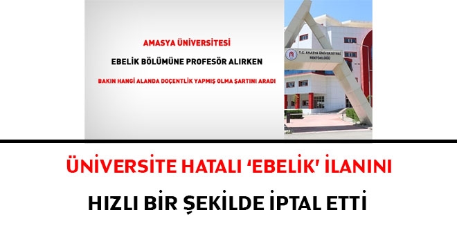 Üniversite hatalı Ebelik ilanını hızlı bir şekilde iptal etti