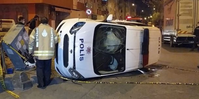 Polis ekipleri kaza yaptı: 2 polis yaralandı