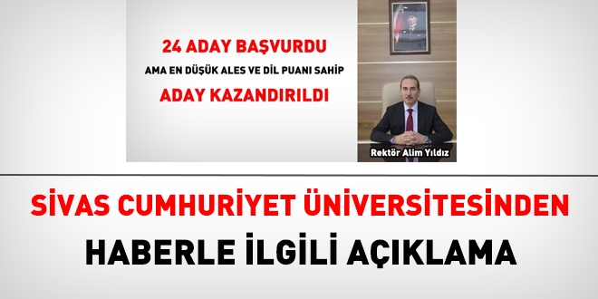 Sivas Cumhuriyet Üniversitesi'nden memurlar.net'teki haberle ilgili açıklama