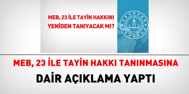 MEB'den, 23 İl'e tayin hakkı için açıklama