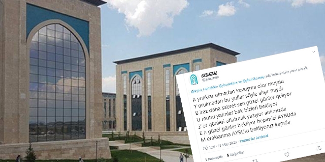 Öğrenciler ile Üniversite Yönetimi arasında akrostişli paylaşım