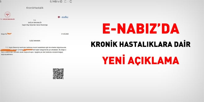 e-Nabız'dan, kronik hastalıklara dair yeni açıklama