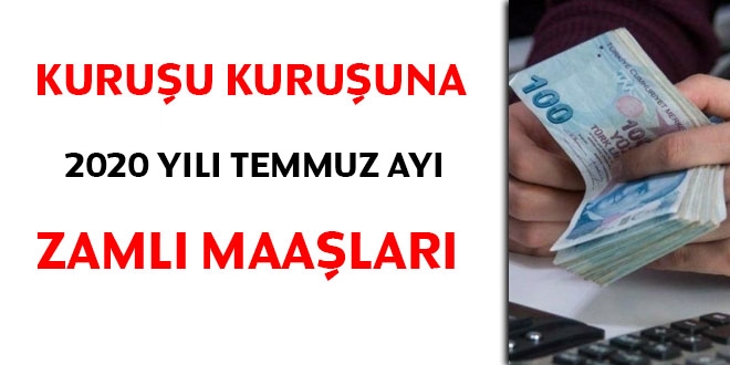 300 kadro ve pozisyon özelinde, 2020 yılı Temmuz ayı net maaş ve ücretleri