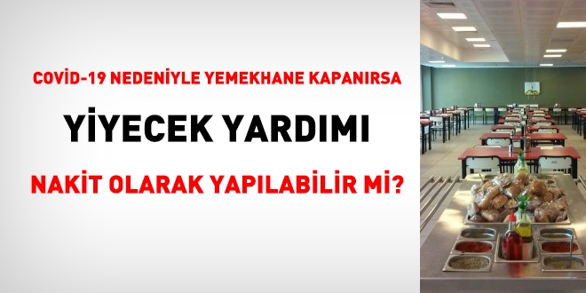 Covid-19 nedeniyle yemekhane kapanırsa, yiyecek yardımı nakit olarak yapılabilir mi?