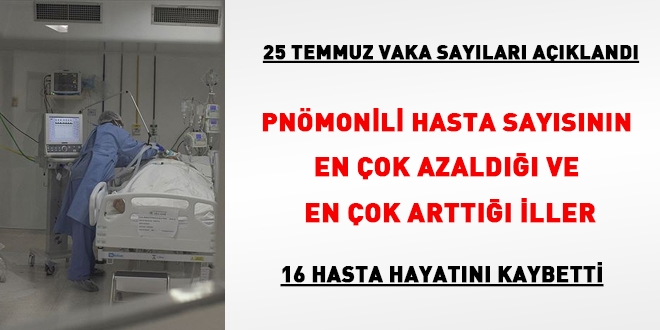 Pnömonili hasta sayısının en çok azaldığı ve en çok arttığı iller