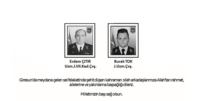 MSB, şehit askerler için başsağlığı mesajı yayımladı