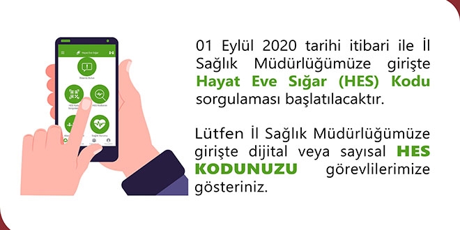 HES kodu olmayan İl Sağlık Müdürlüğüne giremeyecek
