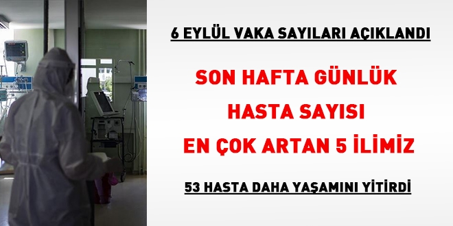 Son hafta günlük hasta sayısı en çok artan 5 ilimiz