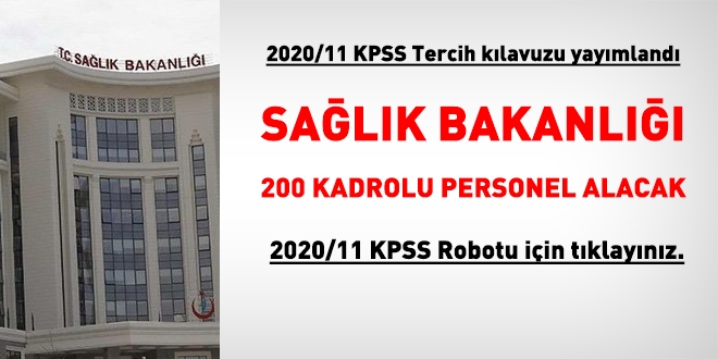 KPSS-2020/11 Sağlık Bakanlığı tercih klavuzu yayımlandı