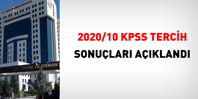 KPSS-2020/10 Tarm Bakanl szlemeli yerletirme sonular akland