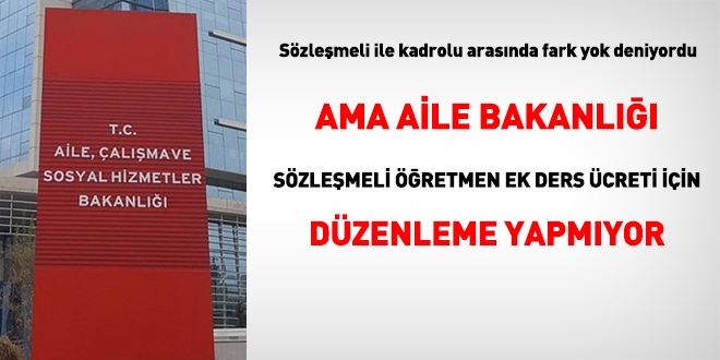 Aile Bakanlığı, sözleşmeli öğretmen için düzenleme yapmıyor
