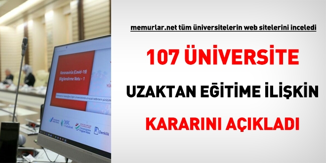İşte uzaktan eğitime dair kararını açıklayan 107 Üniversite
