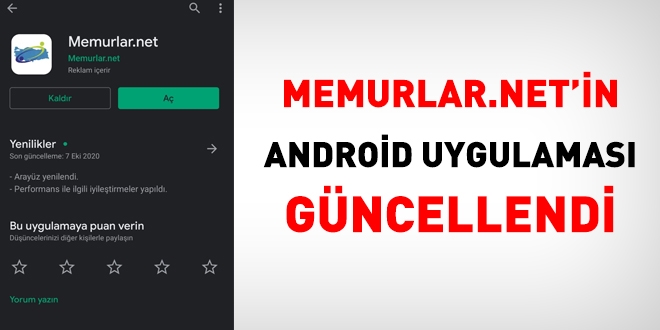 Memurlar.net'in Android uygulaması güncellendi