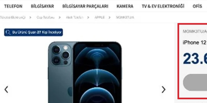 23 bin liraya satışa sunulan, Iphone12 kısa süre tükendi