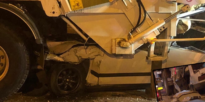 Ankara'da otomobil, çöp kamyonuna ok gibi saplandı: 1 ölü