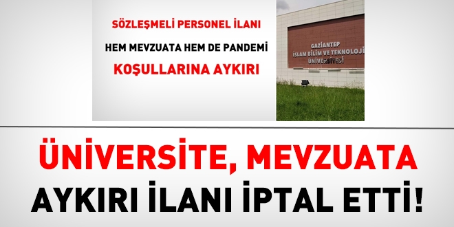Üniversite, mevzuata aykırı ilanı iptal etti!