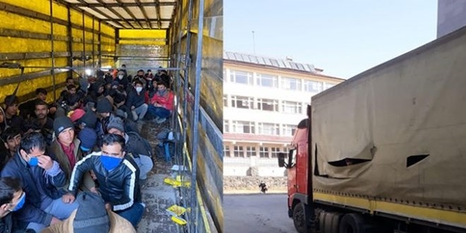 TIR'ın dorsesinde 210 kaçak göçmen yakalandı