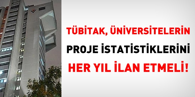 TÜBİTAK, üniversitelerin proje istatistiklerini her yıl ilan etmeli!
