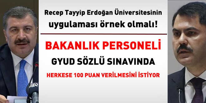 Sağlık Bakanlığı ile Çevre ve Şehircilik Bakanlığı personeli, görevde yükselme sözlü sınavdan 100 puan bekliyor