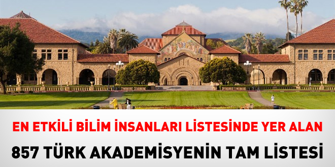 En etkili bilim insanları listesinde yer alan 857 Türk akademisyenin tam listesi