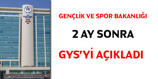 Gençlik ve Spor Bakanlığı 2 ay sonra GYS'yi açıkladı