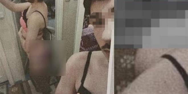 Hücre evi baskınında kadın iç çamaşırı ile selfie görüntüsü