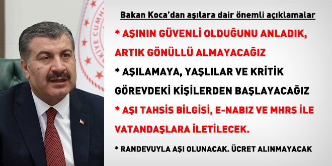 Koca: 50 milyon doz inaktif aşı için kesin anlaşma yaptık