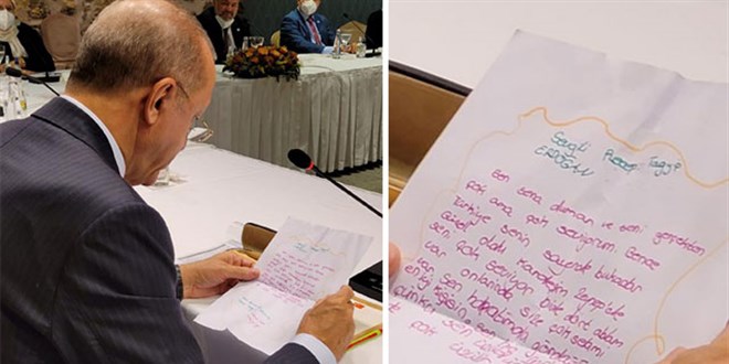 Minik Sena'dan Cumhurbaşkanı Erdoğan'a sevgi dolu mektup