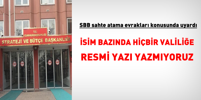 SBB sahte atama evrakları konusunda uyardı