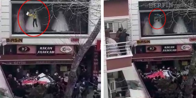 Çocukları yangından battaniyenin üzerine atarak kurtardılar... İşte o anlar