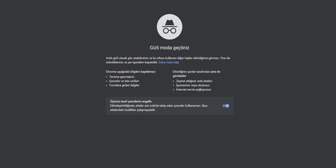İnternet tarayıcısı gizli modda gizli değilmiş