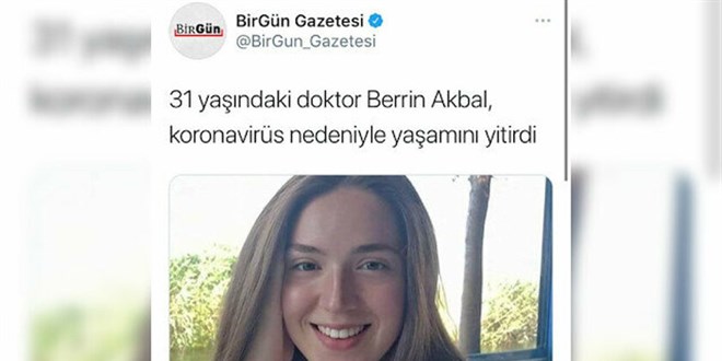 BirGün gazetesi aslında olmayan doktorun 'koronavirüs' nedeniyle öldüğünü duyurdu