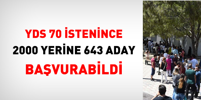 YDS 70 istenince 2000 yerine 643 aday bavurabildi