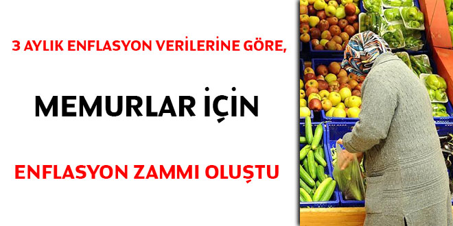 3 aylık enflasyon verilerine göre, memurlar için enflasyon zammı oluştu