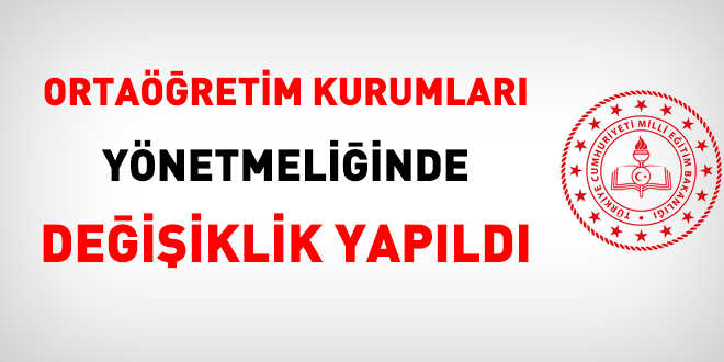 MEB, Ortaöğretim Kurumları Yönetmeliğinde değişiklik yaptı