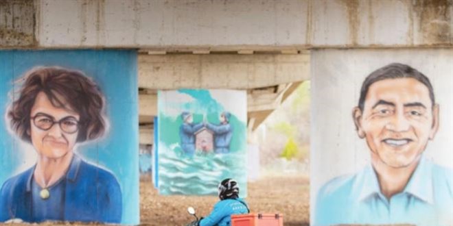 Sağlıkçılara grafitili teşekkür
