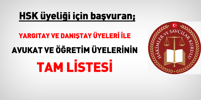 HSK üyeliği için başvuran isimler belli oldu