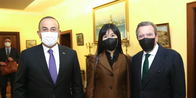 Çavuşoğlu, Almanya'da eski Şansölye Schröder Gabriel ile görüştü