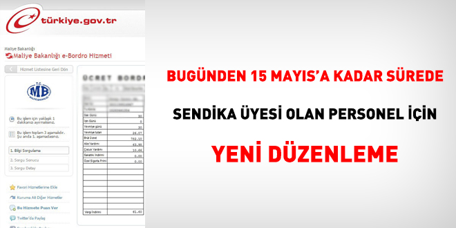 15 Mays'tan nceki sendika yeliine dair yeni dzenleme