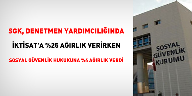 SGK, Denetmen yardımcılığında İktisat'a %25, sosyal güvenlik hukukuna %4 ağırlık verdi