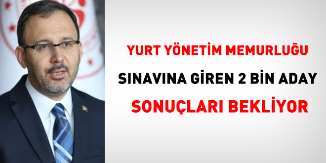 2 bin kişi Yurt Yönetim Memurluğu sınav sonuçlarını bekliyor