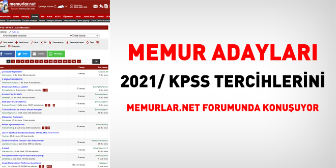 Adaylar, 2021/1 KPSS tercihlerini memurlar.net forumunda konuşuyor