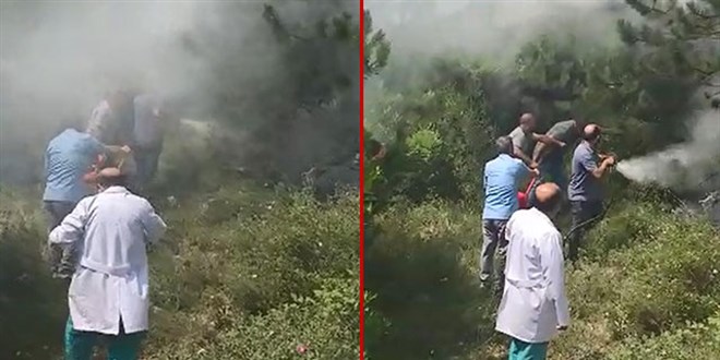 Orman yangınına ilk müdahale sağlık çalışanlarından