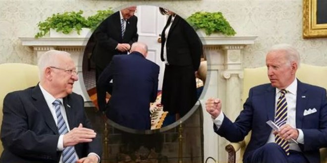 ABD Başkanı Biden İsrailli siyasetçinin önünde diz çöktü