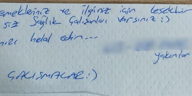 Sağlık çalışanları bu notu hastanede buldu! Valilik teşekkür mesajı yayımladı
